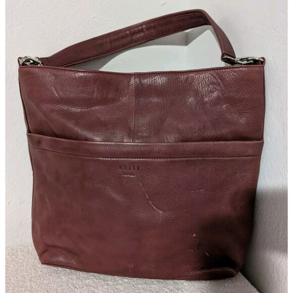 Still Nordic Anouk Hobo Crossbody Bag Shoulder Purse Leather Maroon - Picture 2 of 15